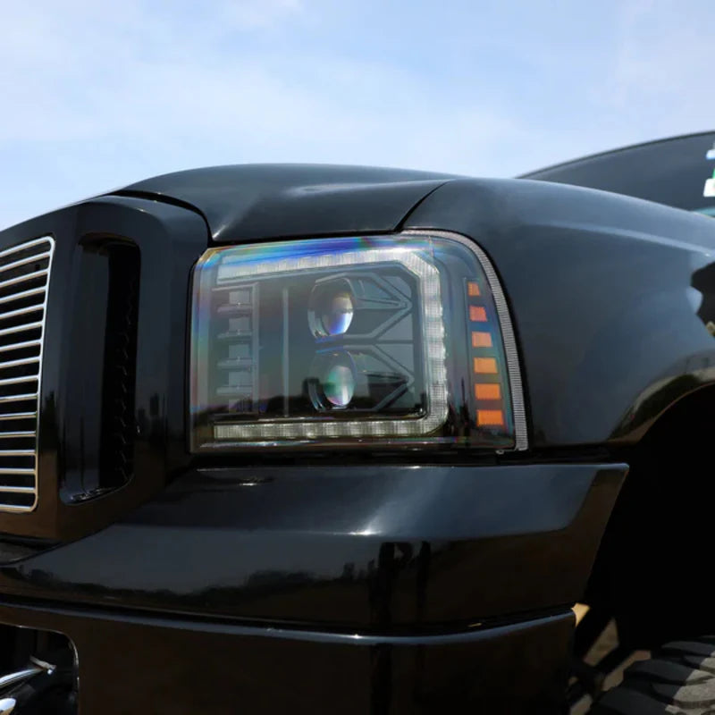 Ford Super Duty/Excursion: Multicolor Flow Series Alphablack Headlights (2005-2007) | Alpharex