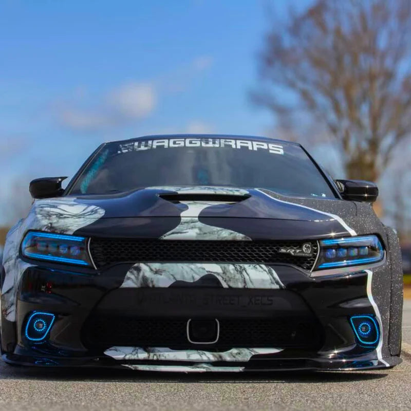 Dodge Charger: Multicolor Flow Series NOVA-Series LED Projector Alpha Black Headlights (2015-2023)