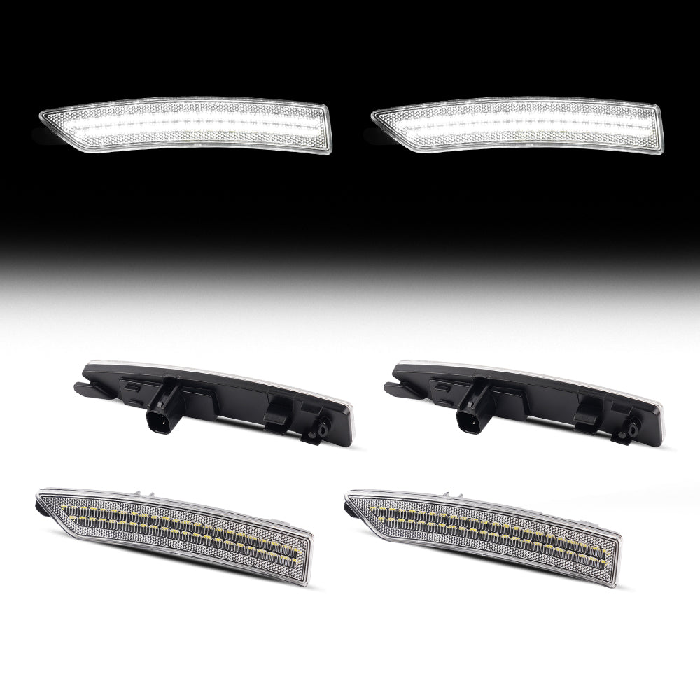 Set of car LED daytime running lights on a white background