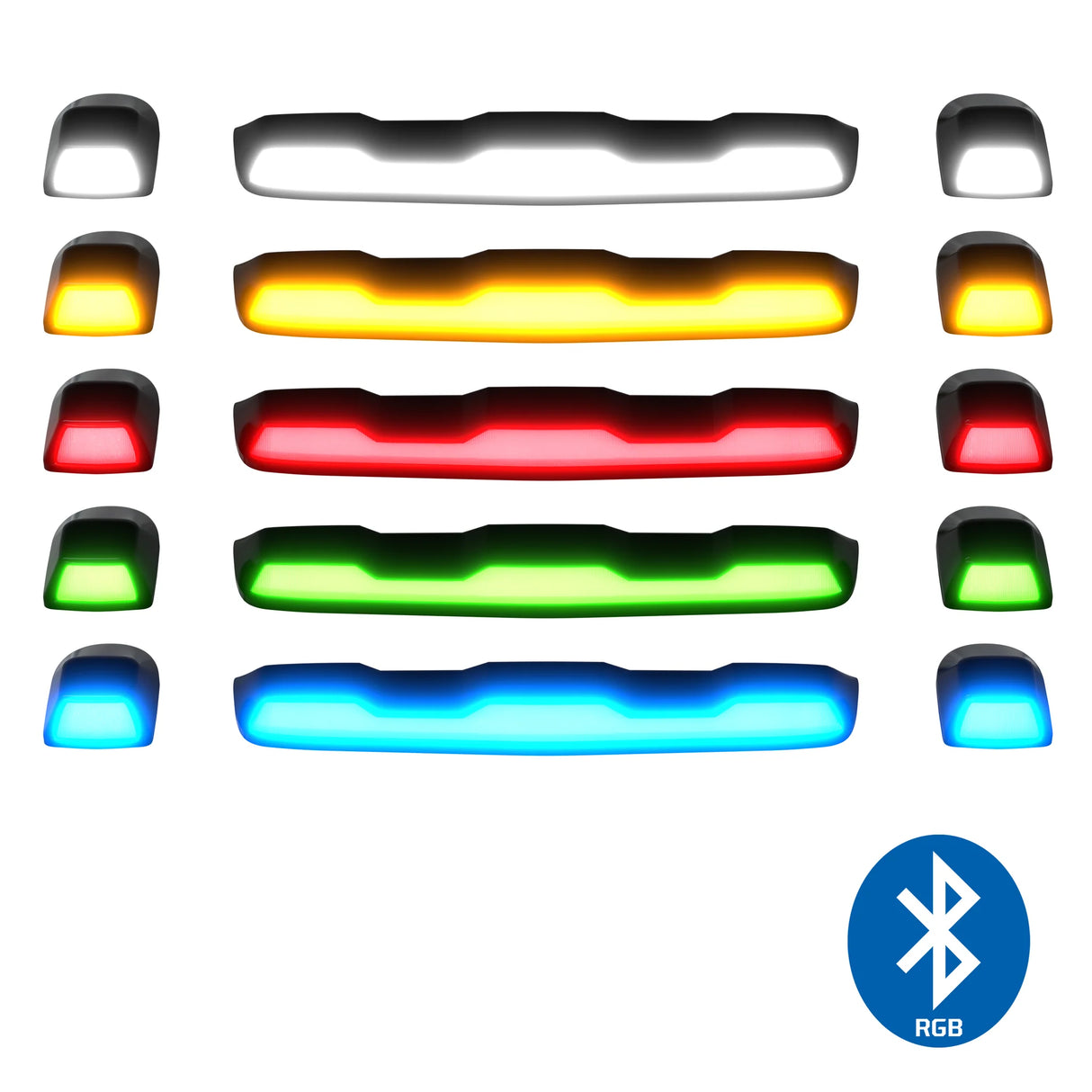 GMC & Chevy 20-25 (4th Gen Body) Heavy-Duty 3-Piece Ultra Bright RGB Multi-Colored LED Cab Roof Lights Bluetooth App (Replaces Factory Cab Lights Only) - CLEAR LENS