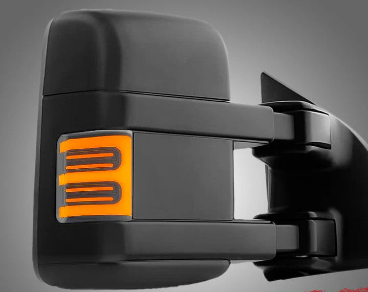 Ford 08-16 Super Duty F250/F350 Side Mirror Lenses (2-Piece Set) Ultra High Power White or Amber Running Lights & Scanning Amber Turn Signals Smoked or Clear Lens