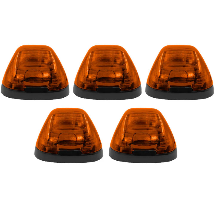 Ford Super Duty 99-16 5-Piece Amber Cab Roof Light Kit 2-Way Front & Rear Facing Ultra High-Power Amber LEDs (ATTN: For Models That DID NOT Come With Factory Cab Lights) - Amber Lens