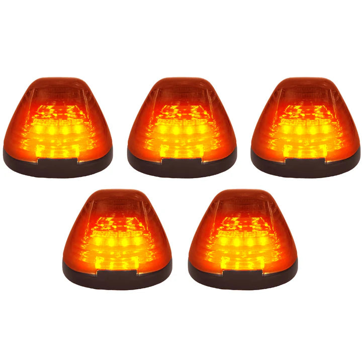 Ford Super Duty 99-16 5-Piece Amber Cab Roof Light Kit 2-Way Front & Rear Facing Ultra High-Power Amber LEDs (ATTN: For Models That DID NOT Come With Factory Cab Lights) - Amber Lens