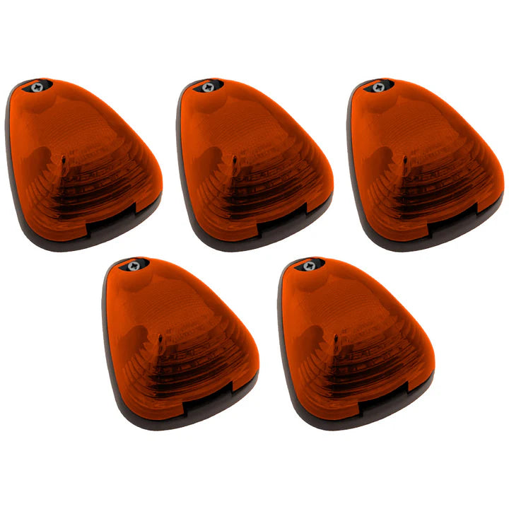 Ford Super Duty 99-16 5-Piece Amber Cab Roof Light Kit 2-Way Front & Rear Facing Ultra High-Power Amber LEDs (ATTN: For Models That DID NOT Come With Factory Cab Lights) - Amber Lens