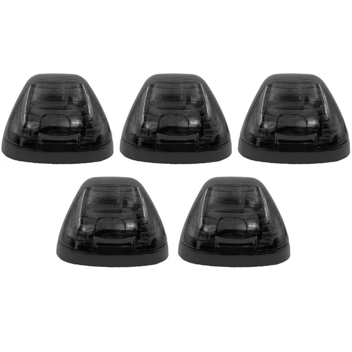 Ford Super Duty 99-16 5-Piece Smoked Cab Roof Light Kit 2-Way Front & Rear Facing Ultra High-Power Amber LEDs (ATTN: For Models That DID NOT Come With Factory Cab Lights) - Smoked Lens