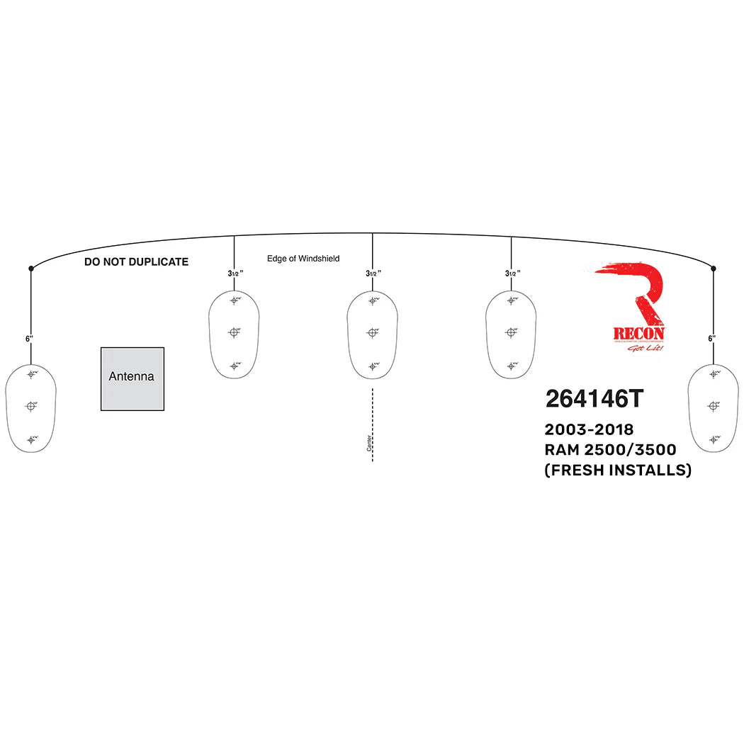 Template For Installing Dodge RAM 03-18 Cab Roof Lights (Fresh Installs)