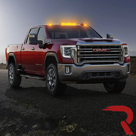 GMC & Chevy 20-25 (4th GEN Body Style) Heavy-Duty (3-Piece Set) Smoked Cab Roof Light Lens with Amber LED’s - (Attn: This cab light kit replaces OEM factory installed cab roof lights)