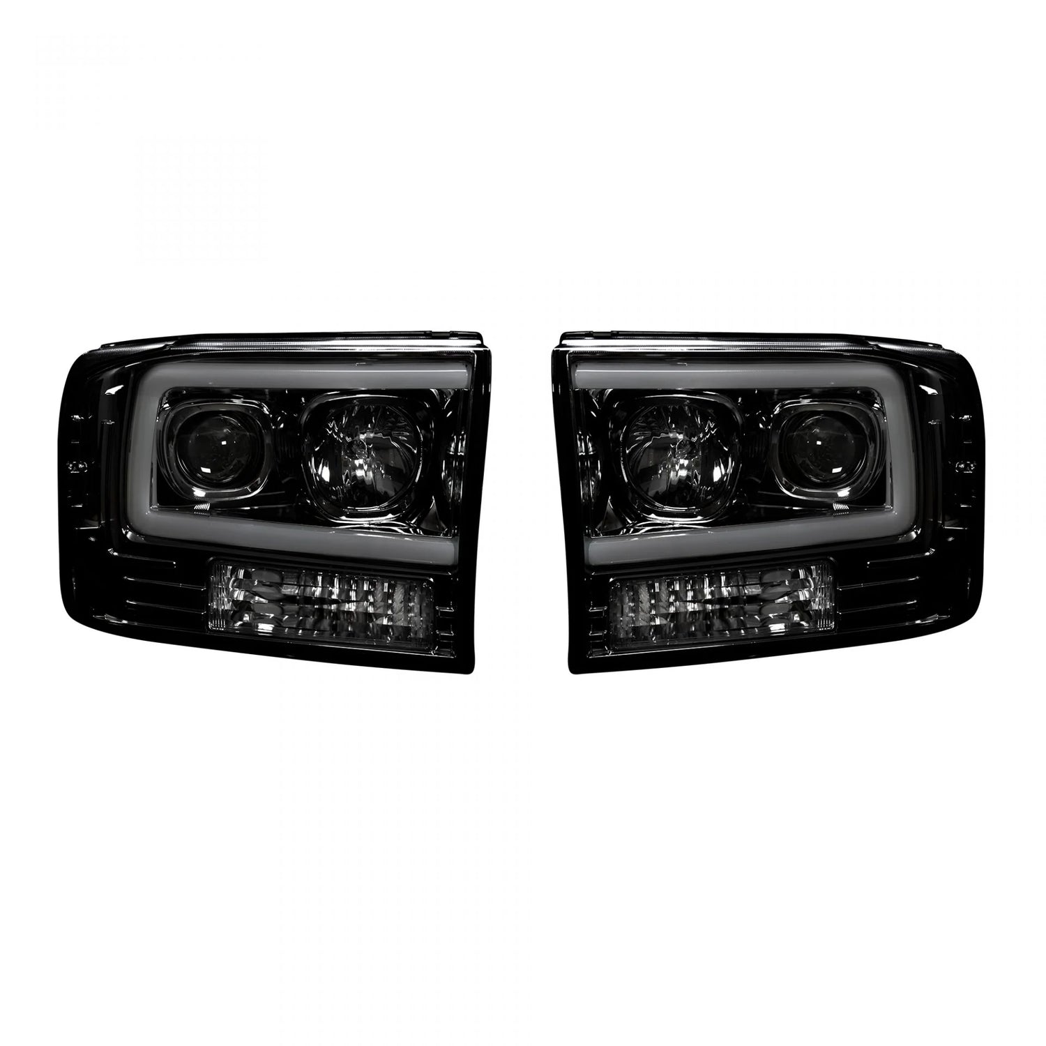 Ford Super Duty 99-04 Projector Headlights OLED Halos DRL Smoked/Black
