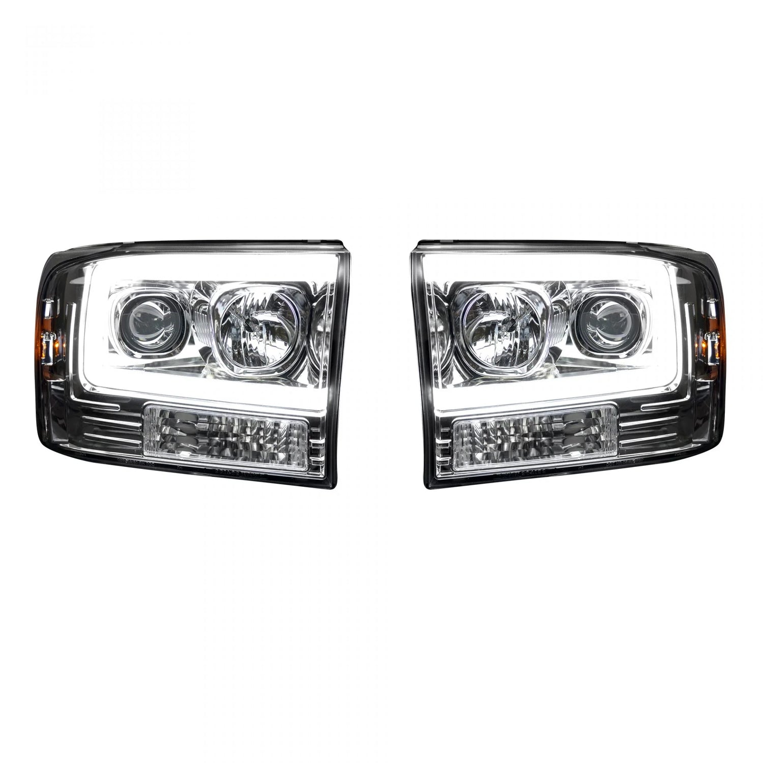 Ford Super Duty 99-04 Projector Headlights OLED Halos & DRL in Clear/Chrome