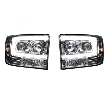 Ford Super Duty 99-04 Projector Headlights OLED Halos & DRL in Clear/Chrome