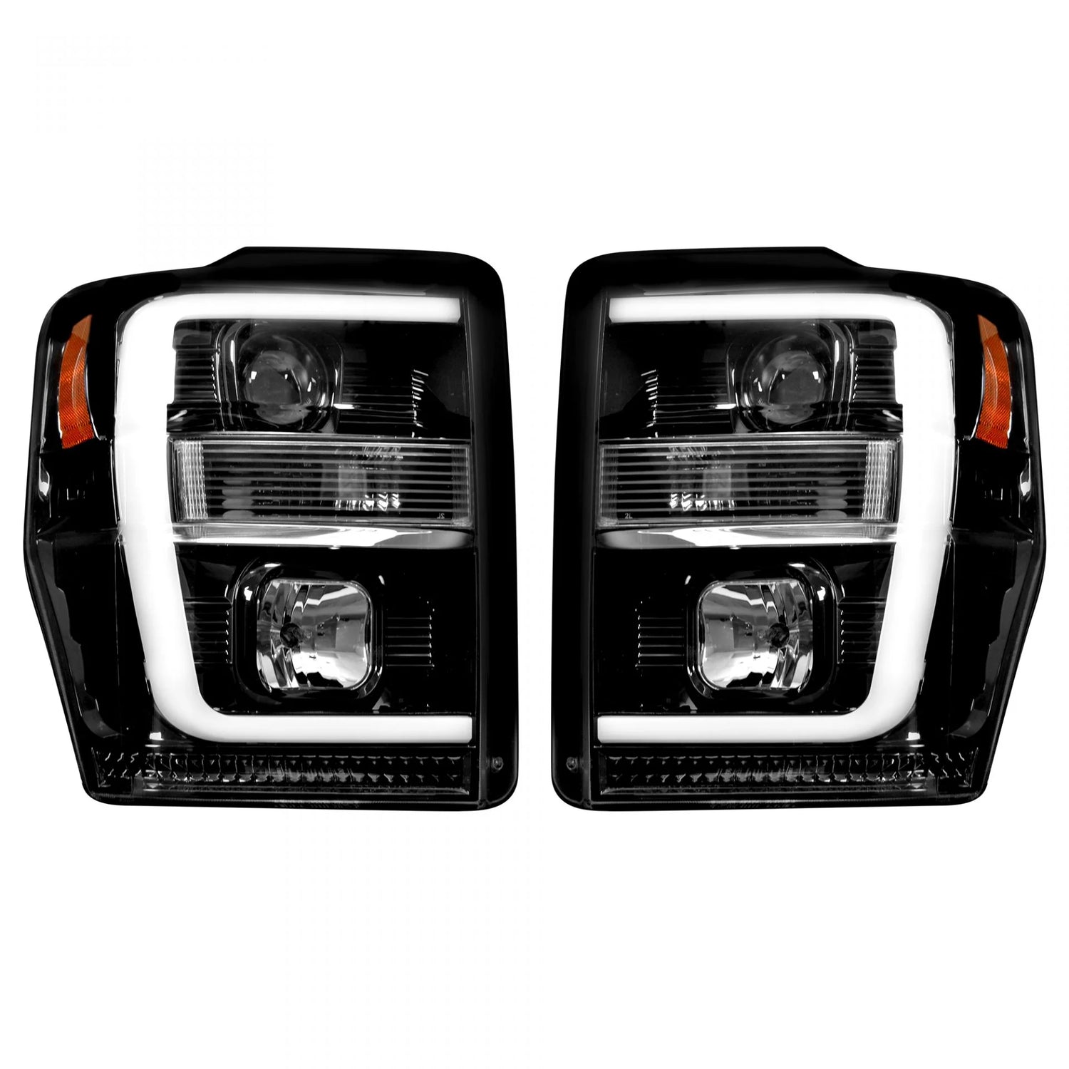 Ford Super Duty 08-10 Projector Headlights OLED Halos DRL Smoked/Black