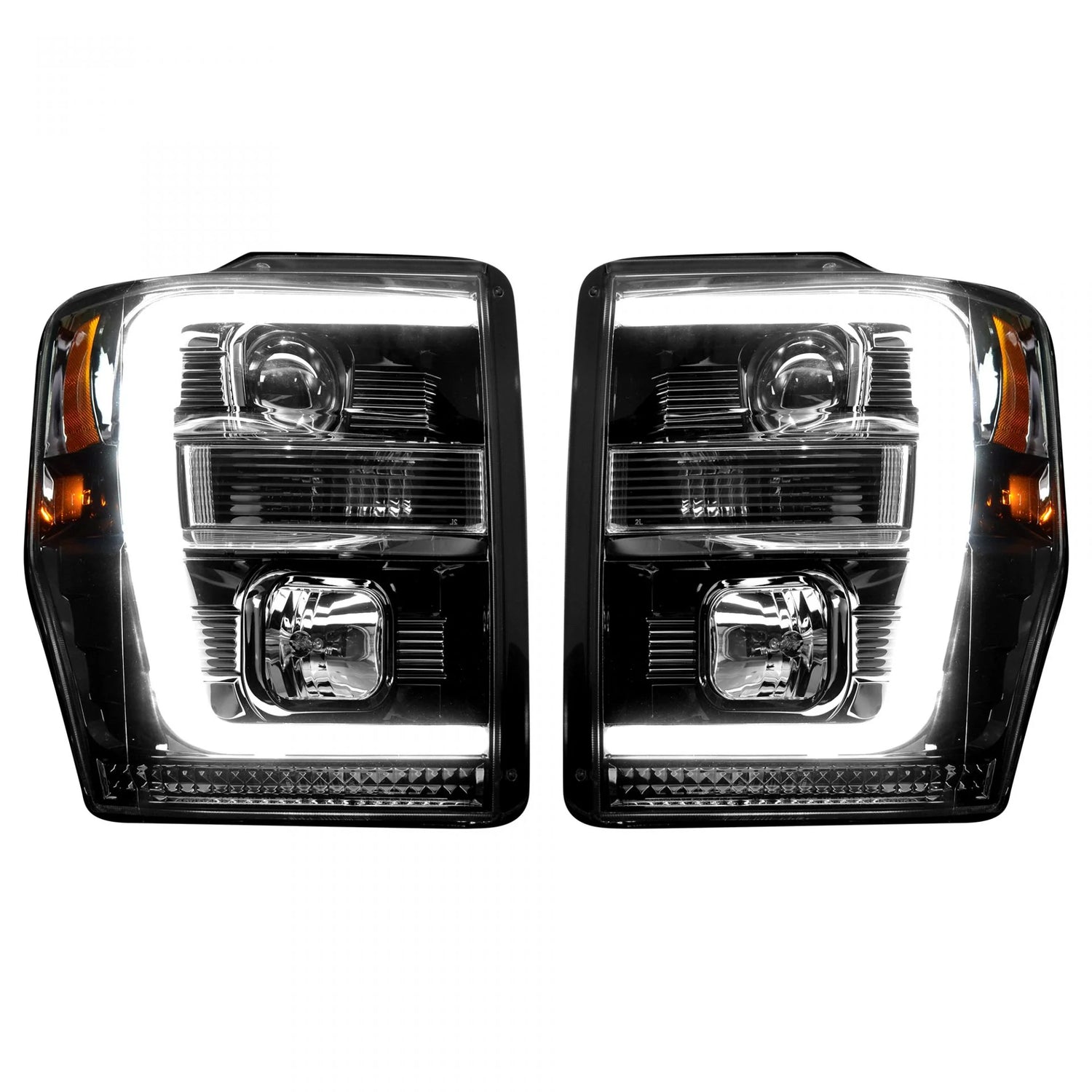 Ford Super Duty 08-10 Projector Headlights OLED Halos DRL Smoked/Black