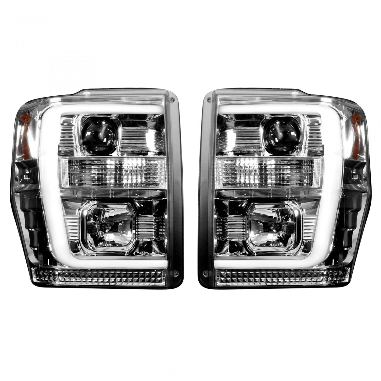 Ford Super Duty 08-10 Projector Headlights OLED Halos DRL Clear/Chrome