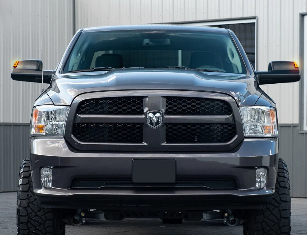 Dodge 19-22 RAM 2500/3500 Corner Side Tow Mirror Turn Signal & Running Light (2-Piece Set) with Amber LED Turn Signals & White LED Running Lights - Smoked Lens