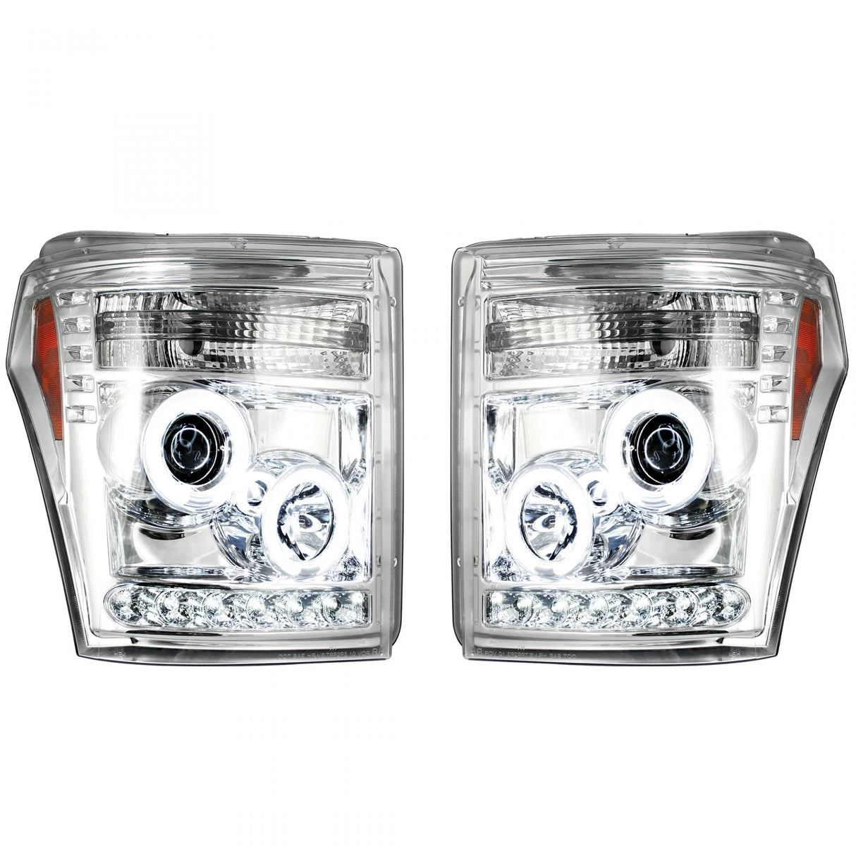 Ford Super Duty F250/350/450/550 11-16 Projector Headlights CCFL Halos & DRL Clear/Chrome