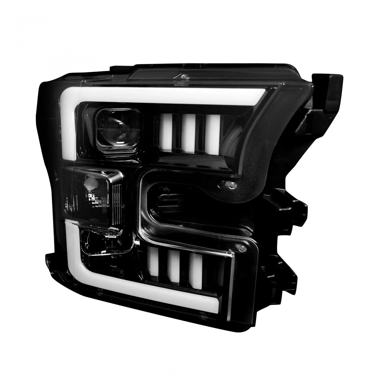 Ford F150 15-17 Projector Headlights Ultra High Power Smooth White OLED DRL (Replaces OEM Halogen Headlights) - SMOKED/BLACK