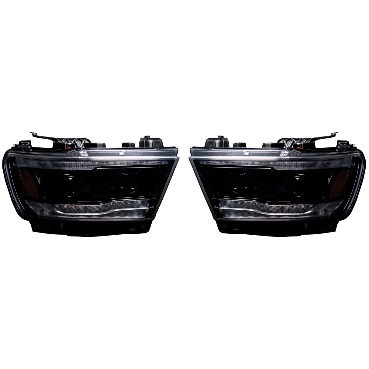 Dodge RAM 1500 19-23 5th Gen - Projector Headlights OLED DRL & Scanning Switchback LED Signals (Replaces Factory/OEM Halogen Only) SMOKED/BLACK