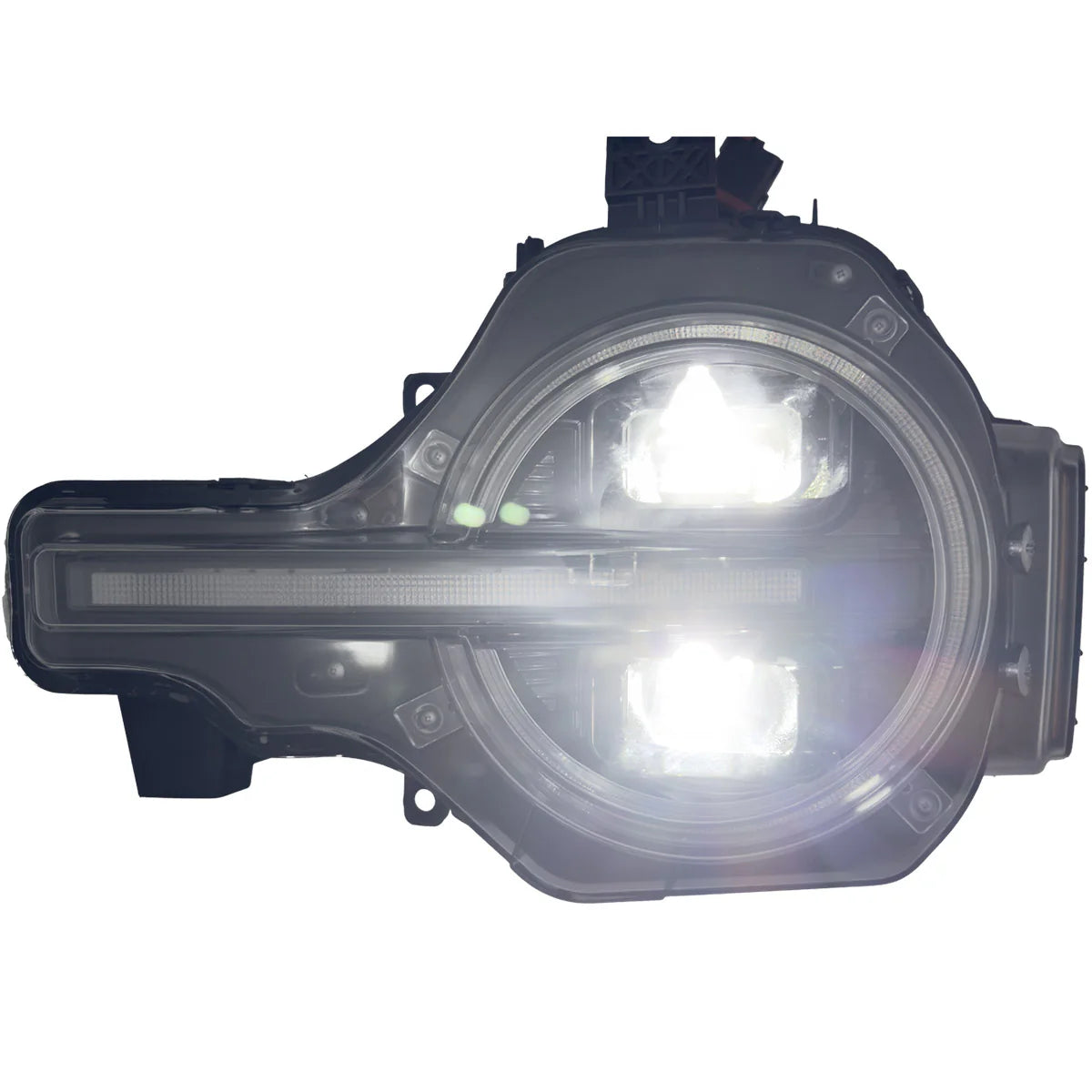 Ford Bronco 21-25 LED Projector Headlights w/ Ultra High Power LED High/Low Beams & White OLED DRL w/ Start-Up Lighting Sequence & Scanning Amber LED Turn Signals - Smoked Lens