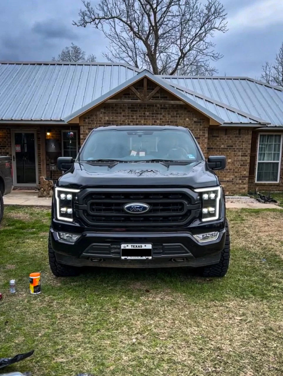 Ford F150 21-23 LED HEADLIGHTS w/ Ultra High Power LED HI & LOW BEAM & Smooth OLED DRL & SCANNING SWITCHBACK Amber LED Turn Signals (Replaces OEM Halogen Style Headlights Only) - Clear / Chrome