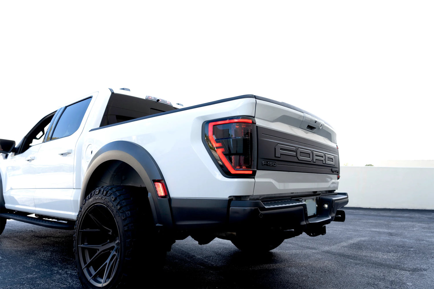 Ford F150 & Ford RAPTOR 21-23 (Attn: This Part ONLY Replaces OEM Factory Installed HALOGEN Style Tail Lights w/ Blind Spot Warning System) Start-Up Light Sequence OLED TAIL LIGHTS - Smoked Lens