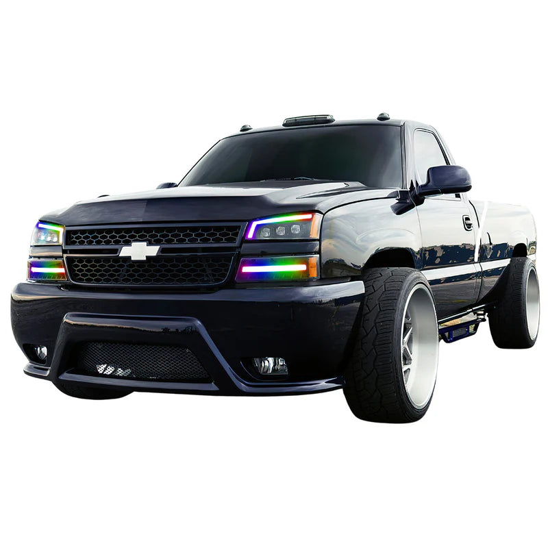 Chevrolet Silverado: Multicolor Flow Series Nova Alpha Black Headlights (2003-2006) | Alpharex