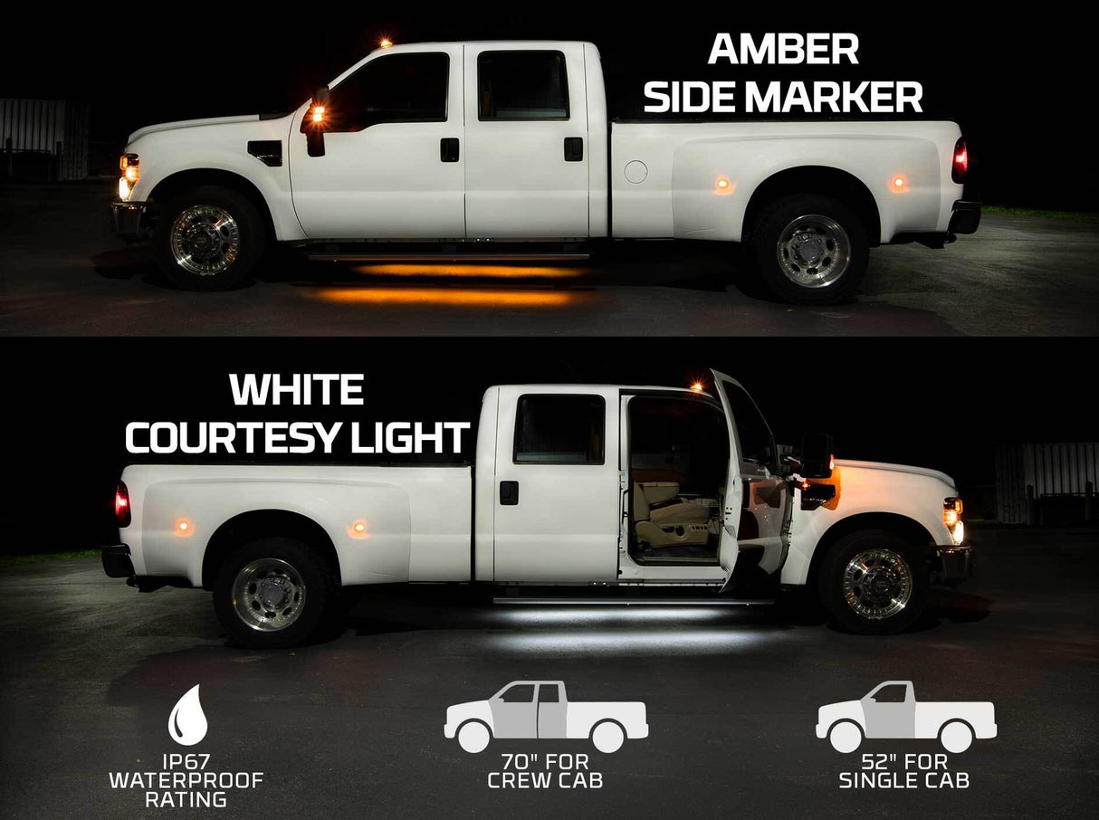 2pc 52" Amber LED Truck Running Board Lighting Kit with White Courtesy Lights