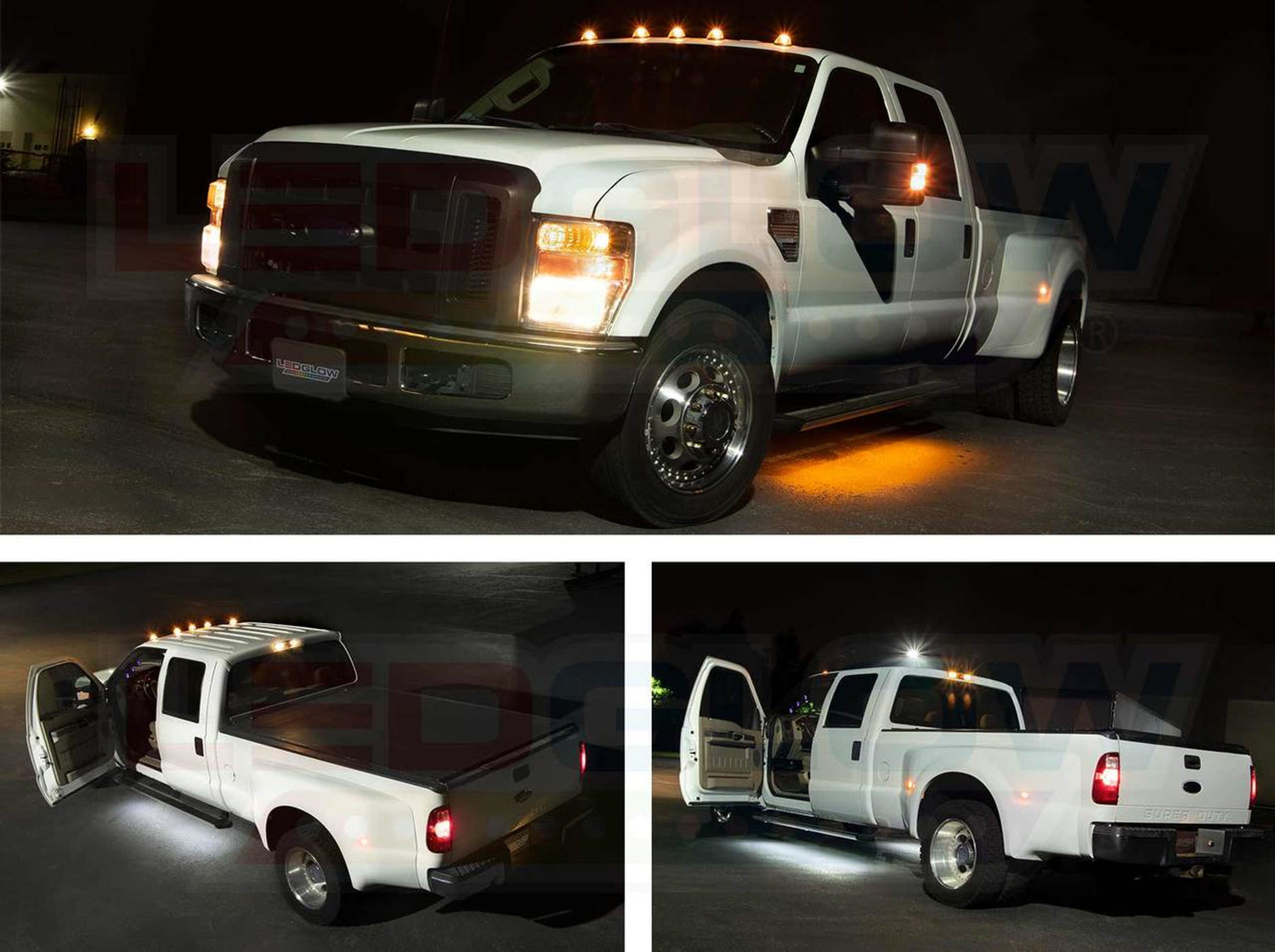 2pc 52" Amber LED Truck Running Board Lighting Kit with White Courtesy Lights