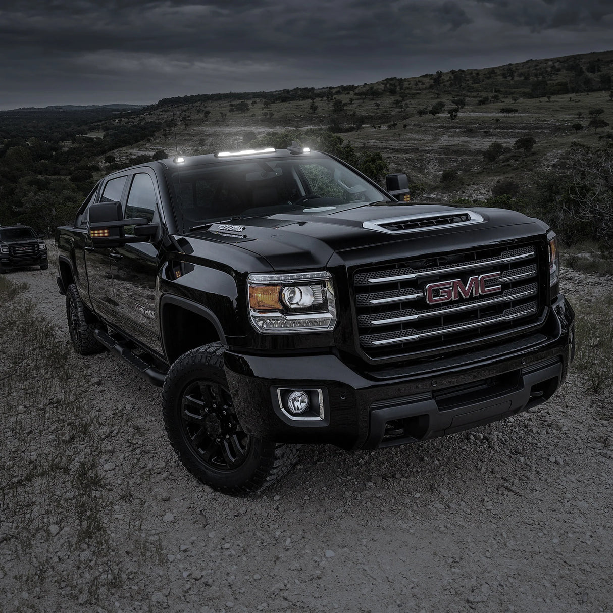 GMC & Chevy 20-25 (4th GEN Body Style) Heavy-Duty (3-Piece Set) Smoked Cab Roof Light Lens with RGB (Multi-Colored) High-Power LED's - (Attn: This cab light kit replaces OEM factory installed cab roof lights)