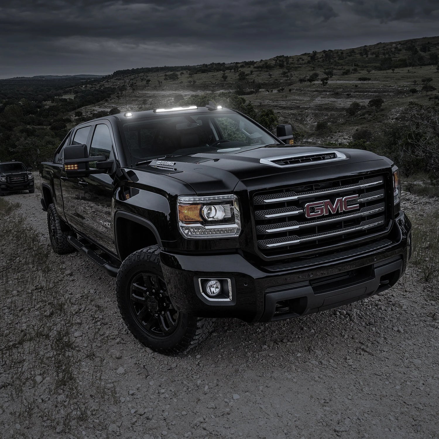 GMC & Chevy 20-25 (4th GEN Body Style) Heavy-Duty (3-Piece Set) Smoked Cab Roof Light Lens with RGB (Multi-Colored) High-Power LED's - (Attn: This cab light kit replaces OEM factory installed cab roof lights)