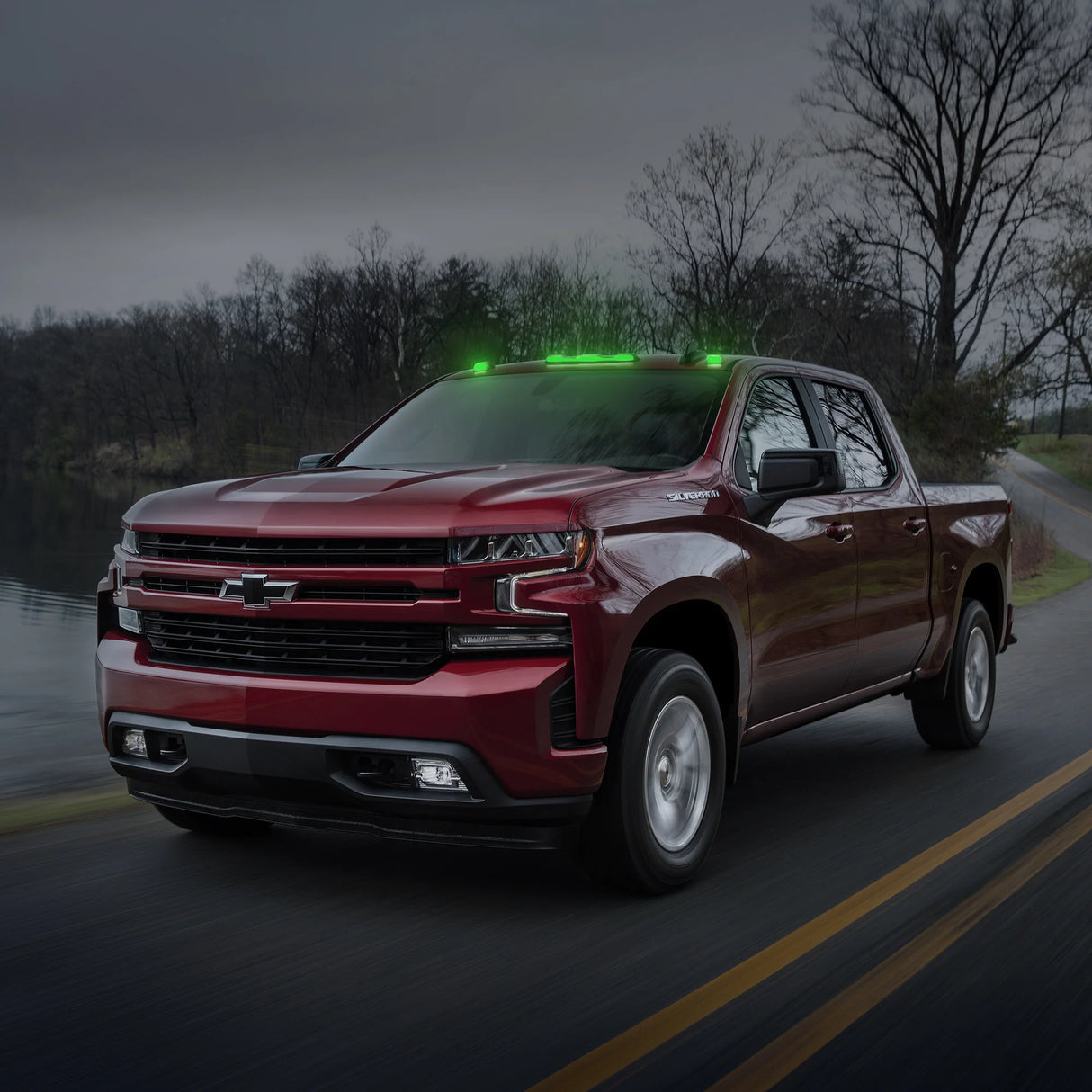 GMC & Chevy 20-25 (4th Gen Body) Heavy-Duty 3-Piece Ultra Bright RGB Multi-Colored LED Cab Roof Lights Bluetooth App (Replaces Factory Cab Lights Only) - CLEAR LENS