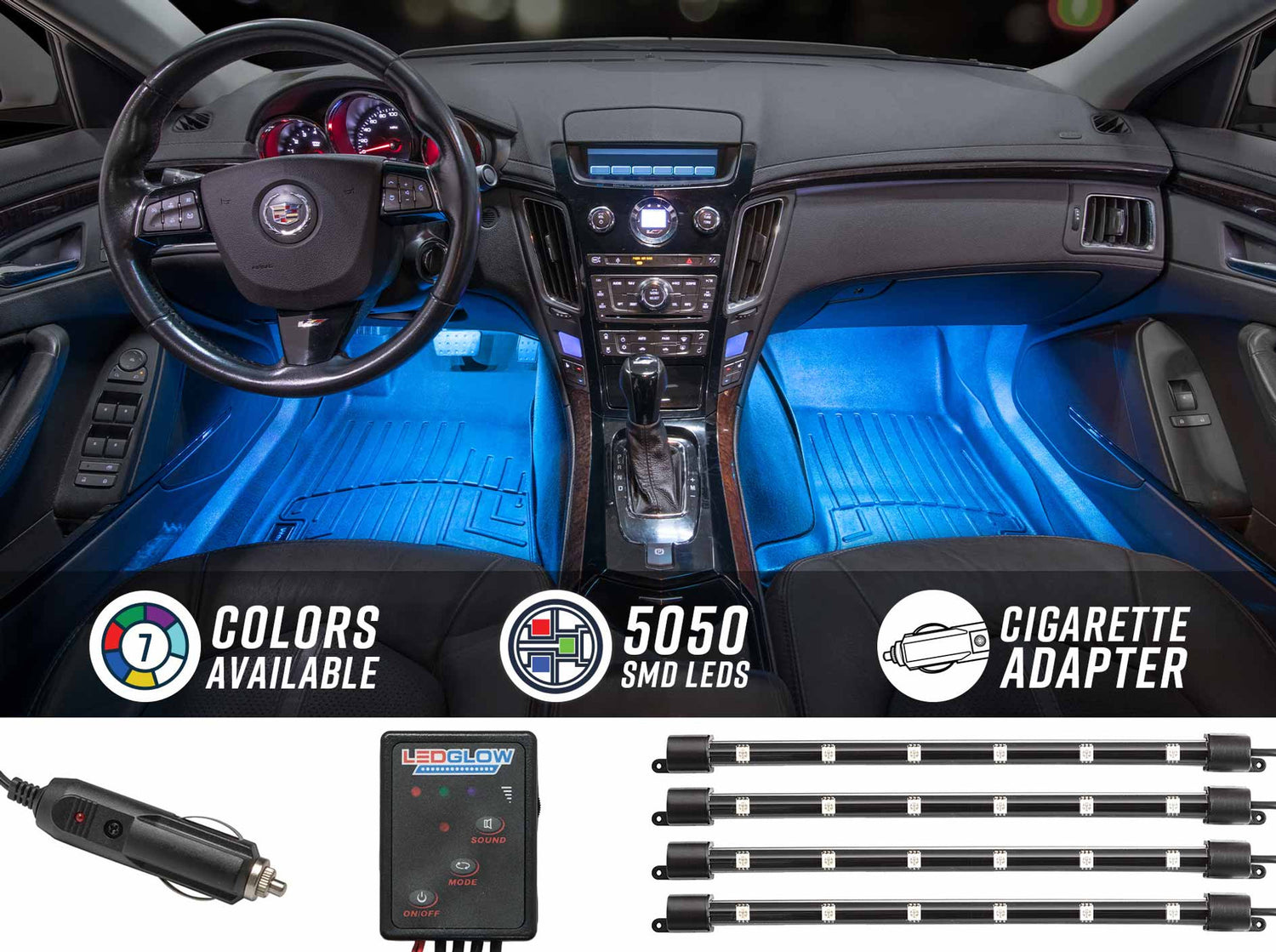 4pc 7 Color LED Interior Lighting Kit