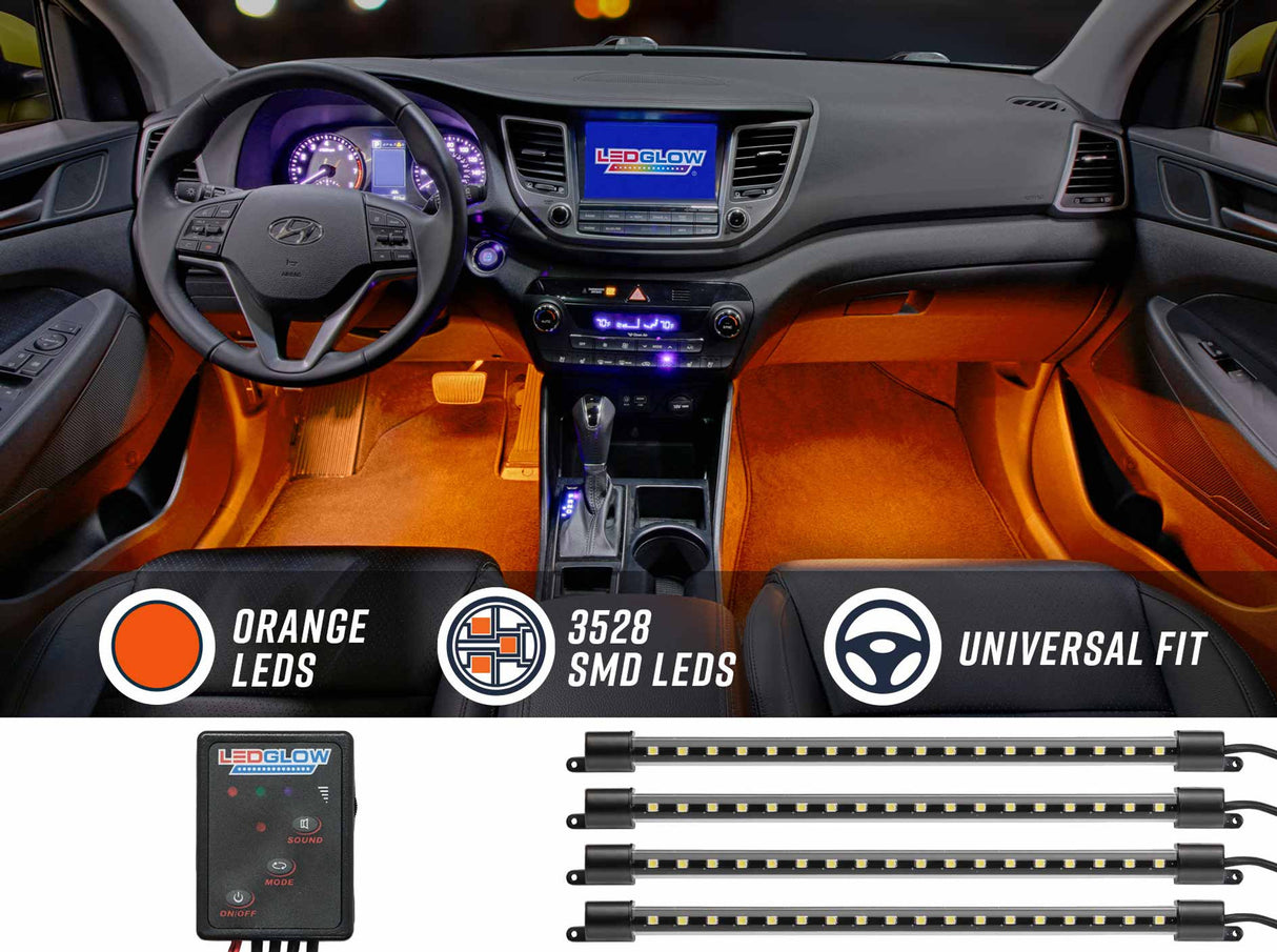 4pc Orange LED Interior Lighting Kit