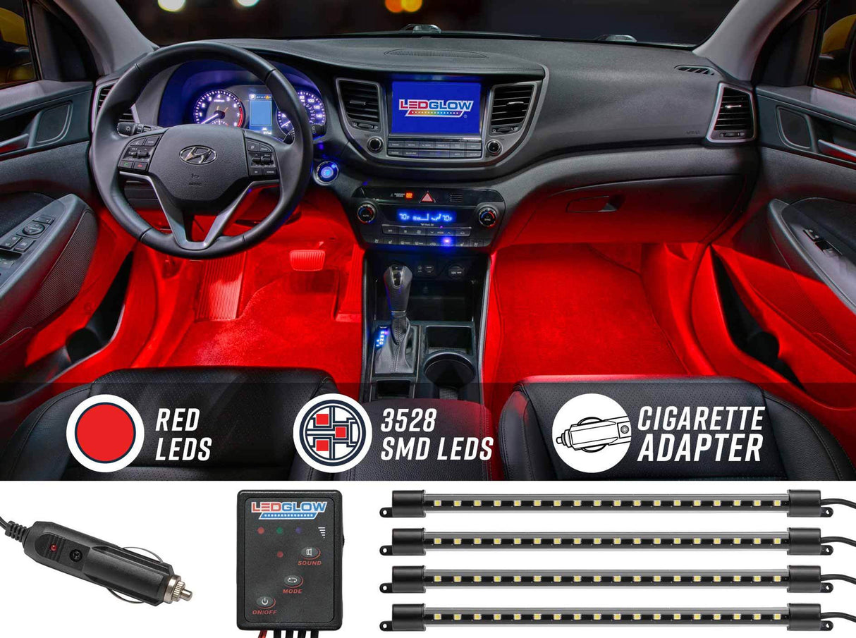 4pc Red LED Interior Lighting Kit