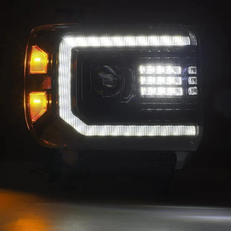 GMC Sierra: Multicolor Flow Series Alphablack Headlights (2014-2018) | Alpharex