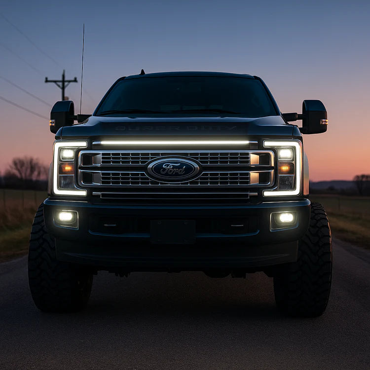 2017-2019 Ford F-250/F-350/F-450/F-550 LED Top Grille Light Bar – Single Strip