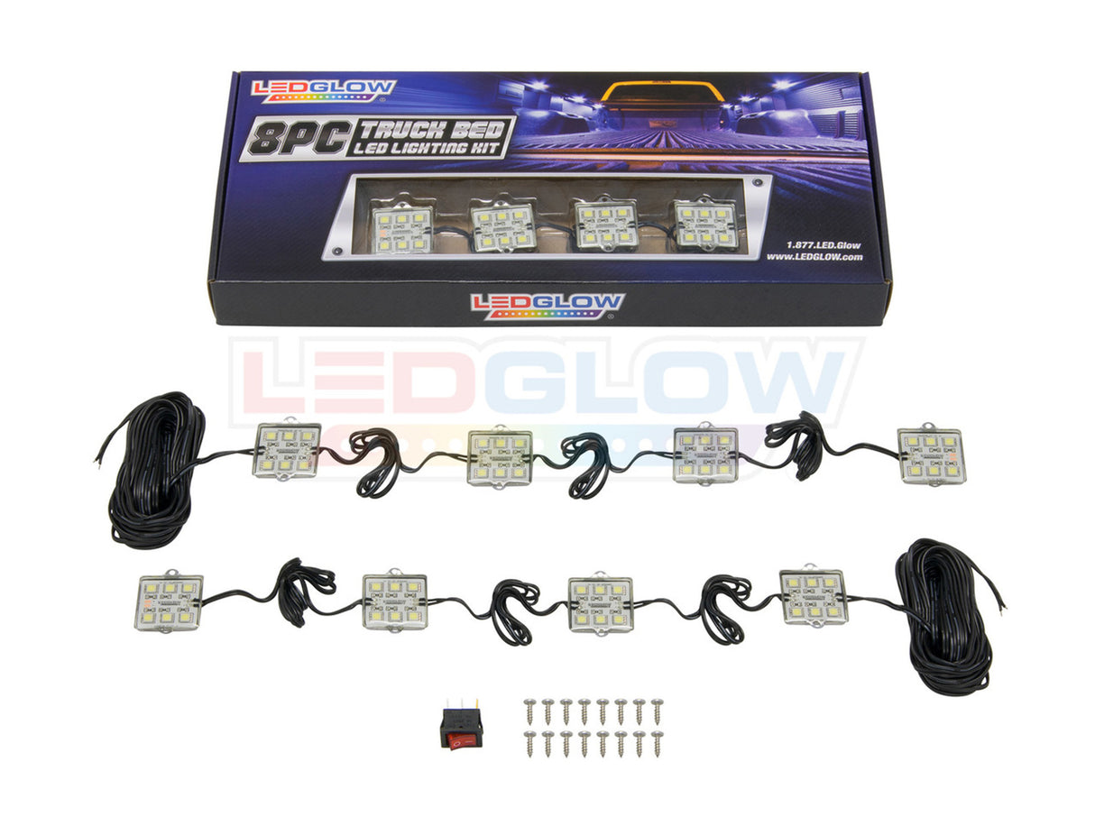 8pc White LED Truck Bed Lighting Kit