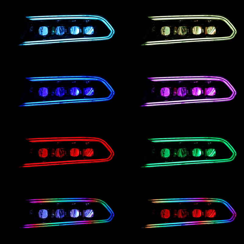 Dodge Charger: Multicolor Flow Series NOVA-Series LED Projector Alpha Black Headlights (2015-2023)