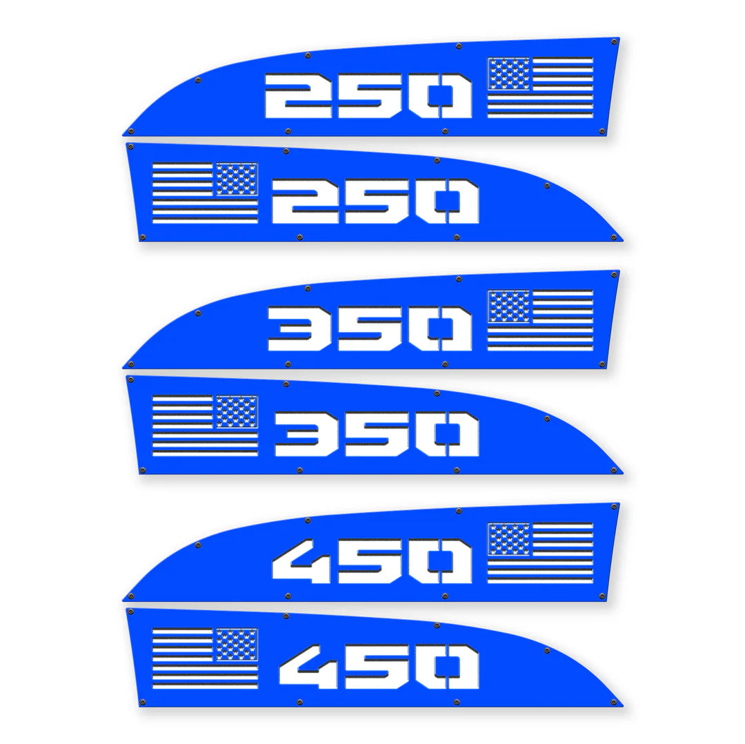 American Flag 250, 350, or 450 11-16 Ford® Super Duty® Fender Badge Replacements - Fully Customizable, LED