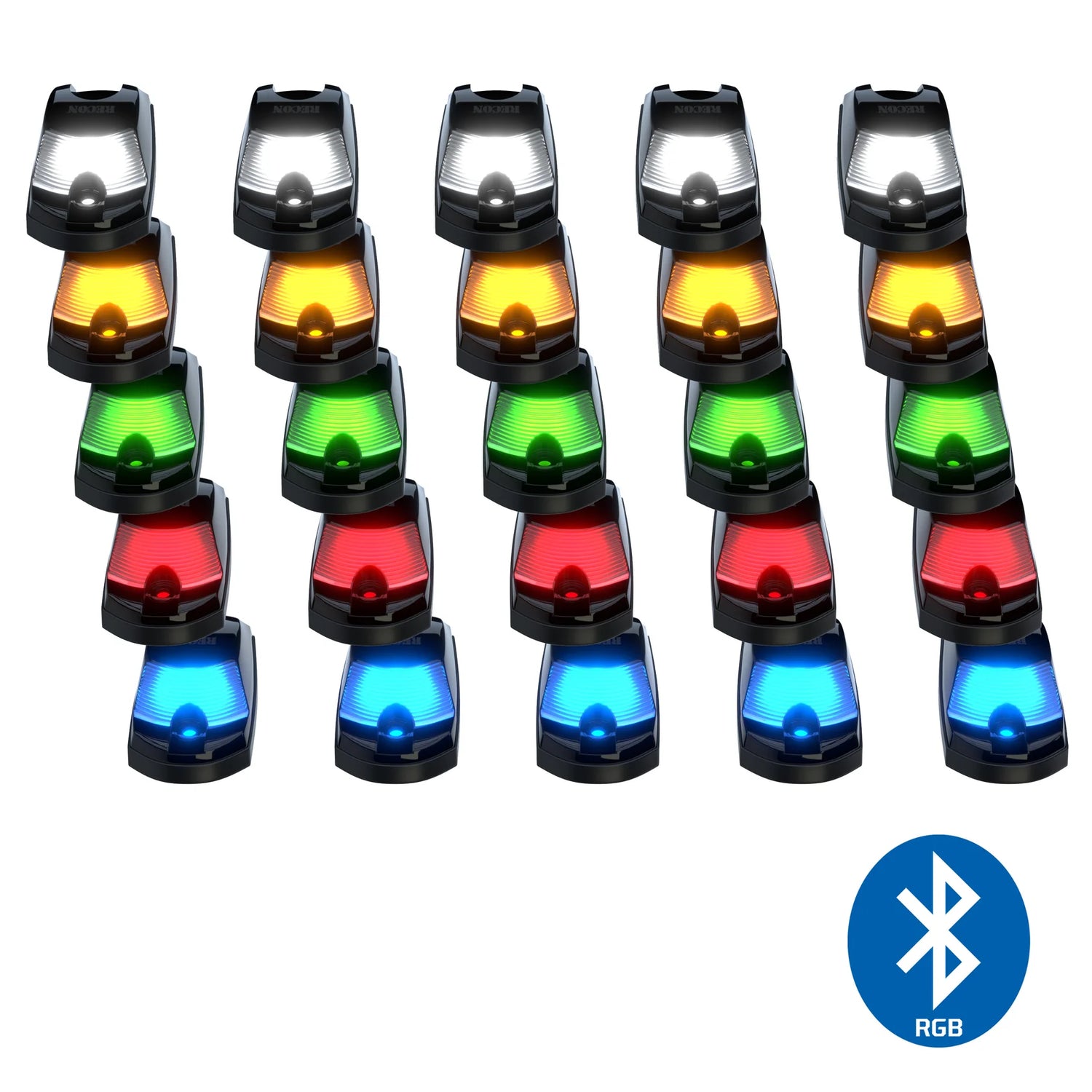 Ford 17-25 Superduty (5-Piece Set) Smoked Cab Roof Light Lens with RGB (Multi-Colored) High-Power LED's (FRESH INSTALL)