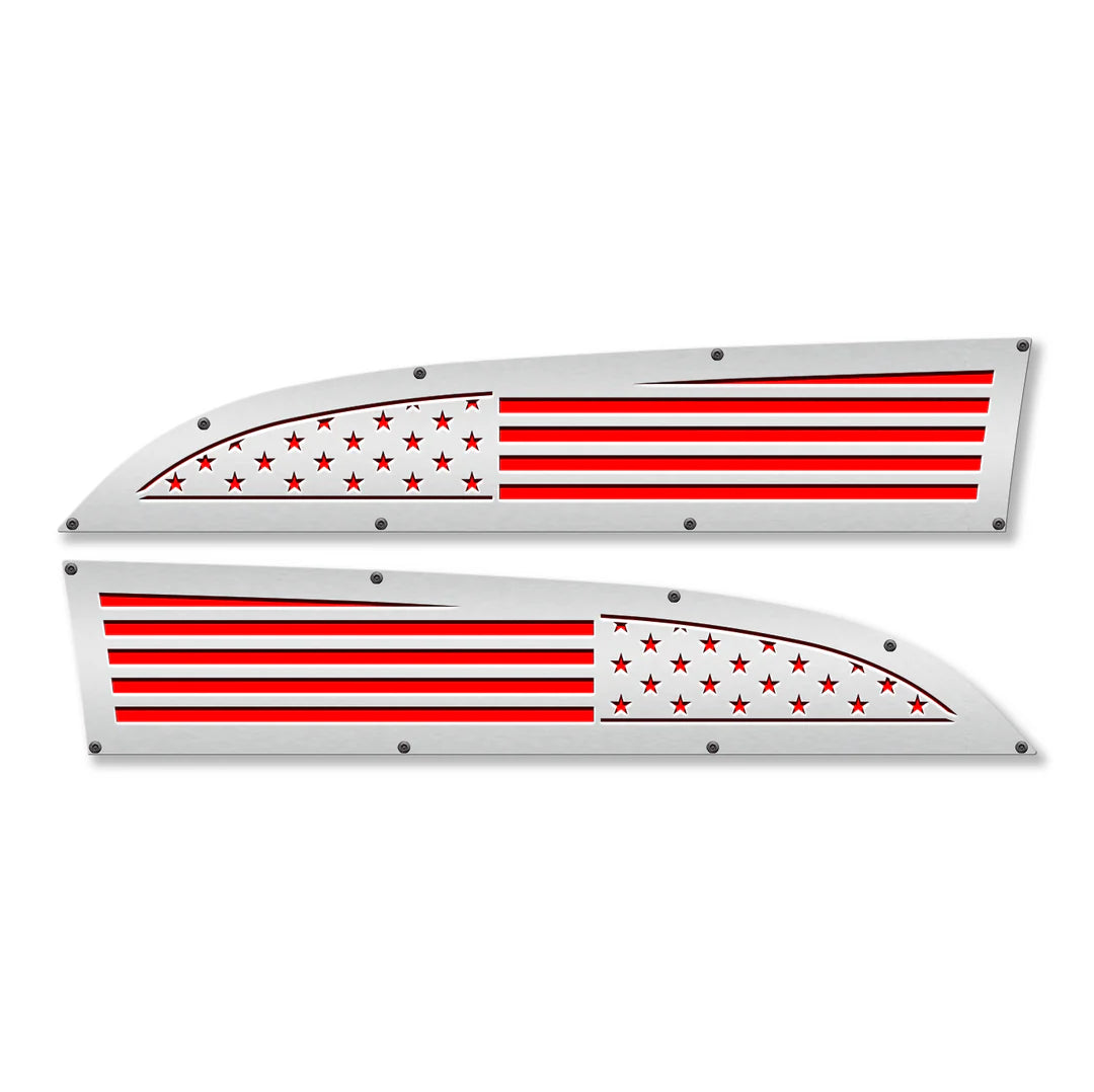Full American Flag 11-16 Ford® Super Duty® Fender Badge Replacements - Fully Customizable, LED