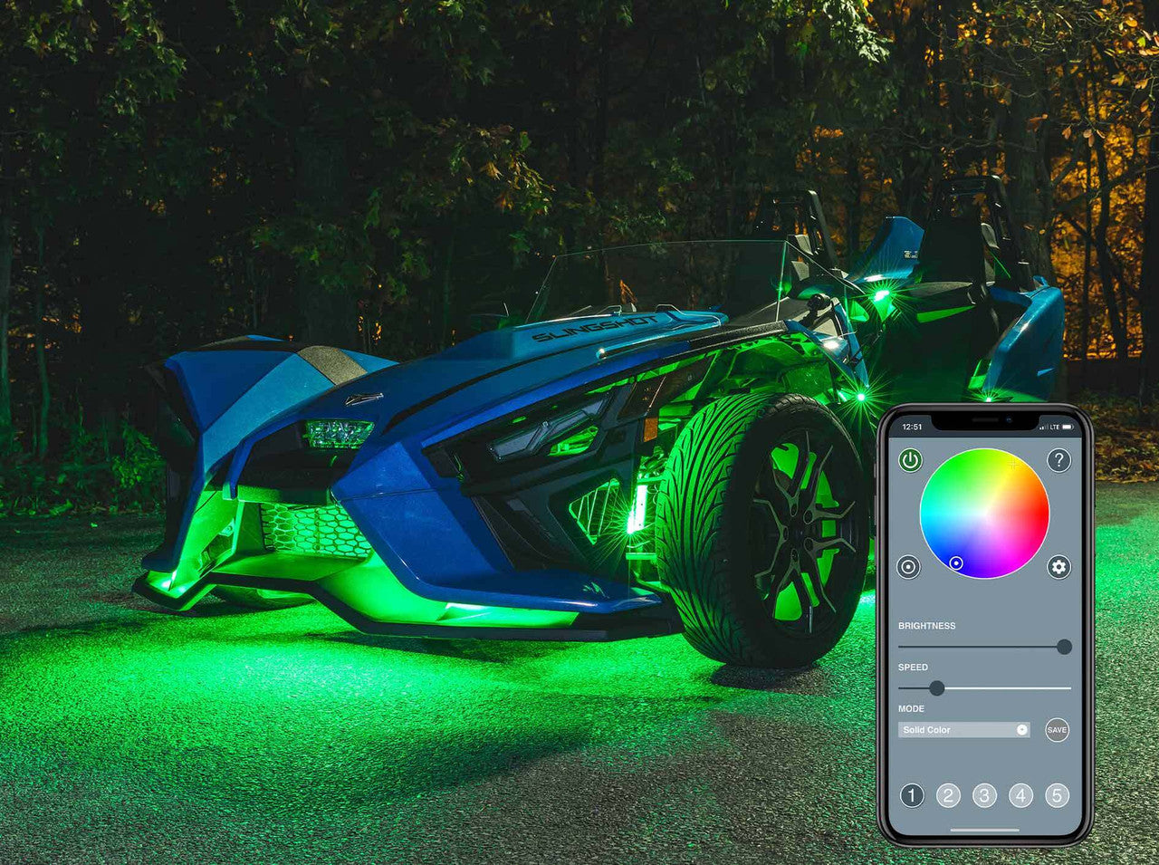 Bluetooth Advanced Million Color LED Lighting Kit with Smartphone Control for Polaris Slingshot