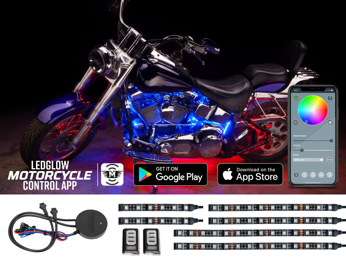 Bluetooth Advanced Million Color LED Motorcycle Lighting Kit with Smartphone Control