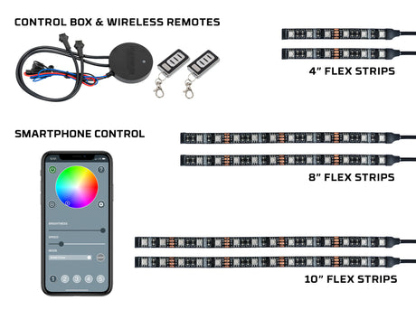 Bluetooth Advanced Million Color LED Motorcycle Lighting Kit with Smartphone Control