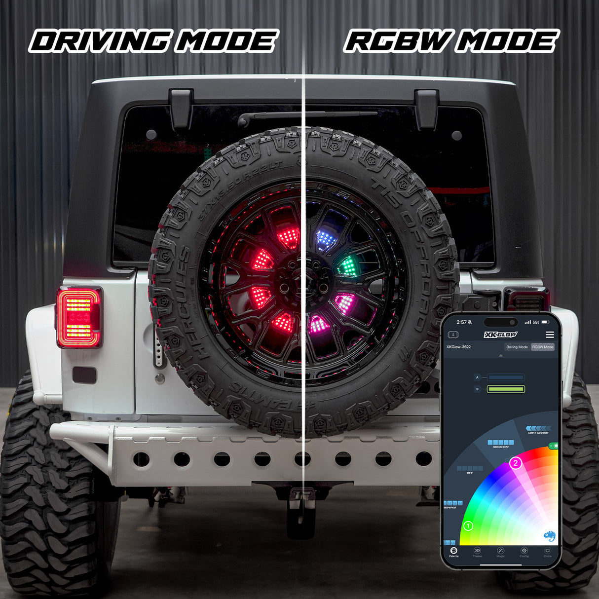 XKmax RGBW 5th Wheel Light with Sequential Turn / Brake / Reverse for Jeep & Bronco