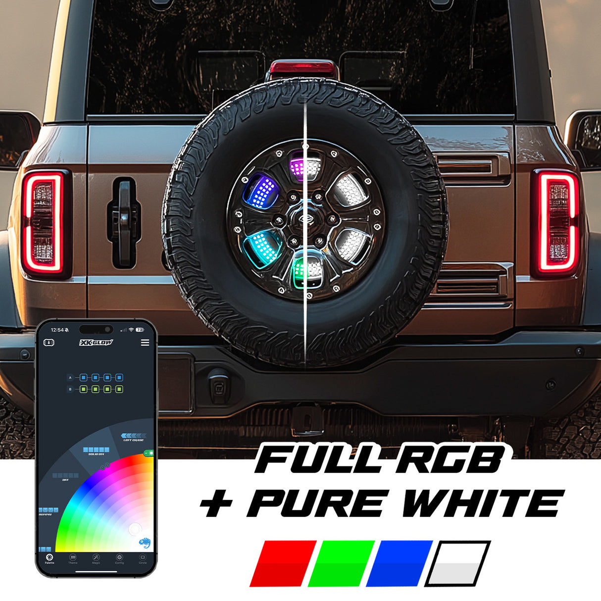 XKmax RGBW 5th Wheel Light with Sequential Turn / Brake / Reverse for Jeep & Bronco