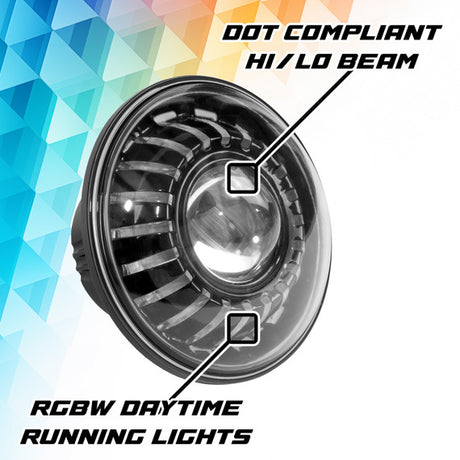 XKmax 7" Jeep LED Headlight Kit | RGBW Chasing Halo & App Control | For Wrangler & Gladiator