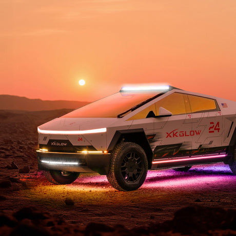 XKmax Tesla Cybertruck Roof LED Off-road Light Bar w/ RGBW Chasing DRL & App Control