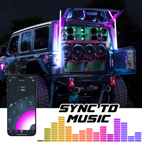 XKmax RGBW LED Whip Lights w/ COB LED strip & app control | For ATV, UTV & Truck