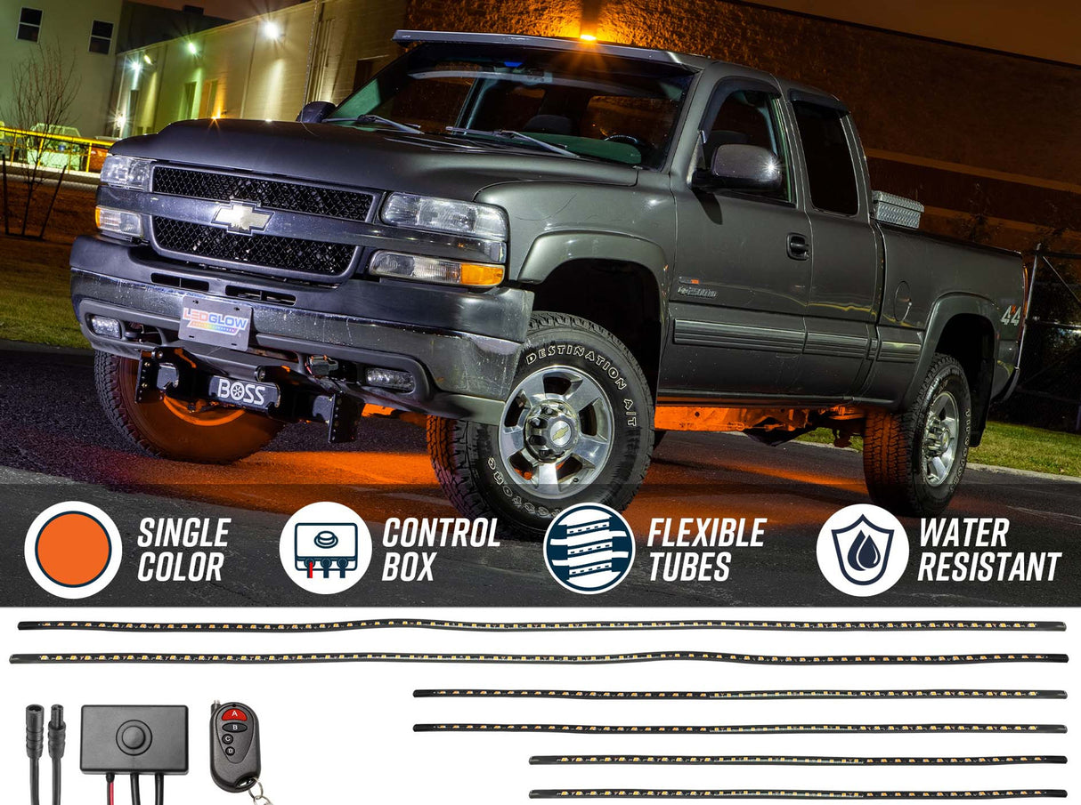 Orange LED Flexible Slimline Truck Underbody Lighting Kit