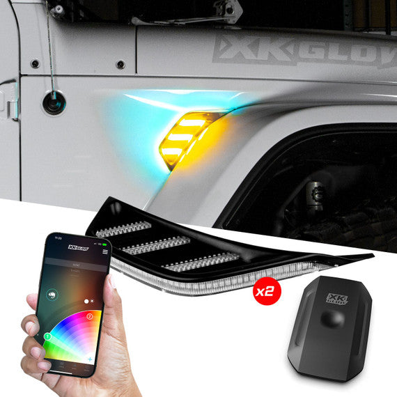 RGB+Amber Fender Vent Light For JEEP | XKCHROME SMARTPHONE APP